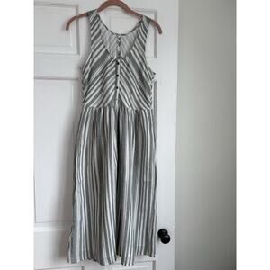 NWT 100% Cotton Striped Sleeveless Midi Dress Size M Beach Casual